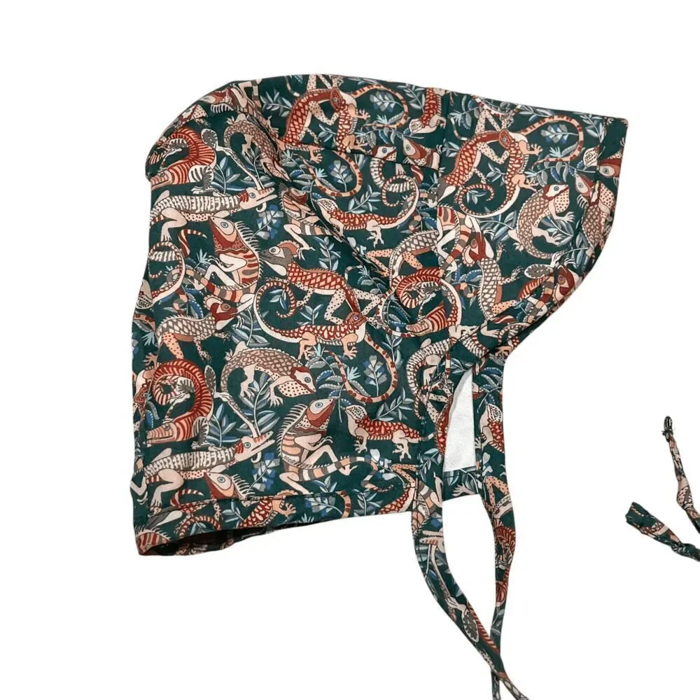 Briar Brimmed Winston Bonnet Lizard Print Liberty Fabric Size 18-24M